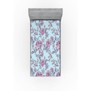 Ambesonne Floral Fitted Sheet, Romantic Valentine’s Day Theme Overlapping Simplistic Rose Flowers Art, Decorative Soft Fabric Bedding All-Round Elastic Pocket, Full Size, Pale Salmon and Blush(Soft Pink and Purpleblue)