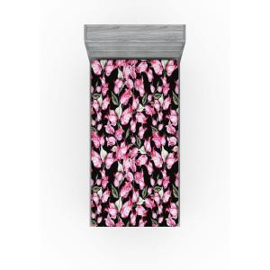 Ambesonne Floral Fitted Sheet, Roses Lavender Eucalyptus Watercolor Valentine’s Day Romantic Concept, Decorative Soft Fabric Bedding All-Round Elastic Pocket, Full Size, Purple Grey and Off White(Hot Pink Reseda Green)