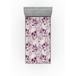 Ambesonne Floral Fitted Sheet, Roses Lavender Eucalyptus Watercolor Valentine’s Day Romantic Concept, Decorative Soft Fabric Bedding All-Round Elastic Pocket, Full Size, Purple Grey and Off White(Plum Pale Mauve)