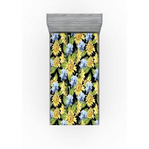 Ambesonne Floral Fitted Sheet, Roses Lavender Eucalyptus Watercolor Valentine’s Day Romantic Concept, Decorative Soft Fabric Bedding All-Round Elastic Pocket, Full Size, Purple Grey and Off White(Earth Yellow Apple Green)