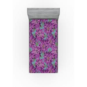 Ambesonne Floral Fitted Sheet, Roses Lavender Eucalyptus Watercolor Valentine’s Day Romantic Concept, Decorative Soft Fabric Bedding All-Round Elastic Pocket, Full Size, Purple Grey and Off White(Purple Olive Green)