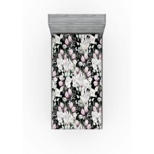 Ambesonne Floral Fitted Sheet, Roses Lavender Eucalyptus Watercolor Valentine’s Day Romantic Concept, Decorative Soft Fabric Bedding All-Round Elastic Pocket, Full Size, Purple Grey and Off White(Purple Grey and Off White)