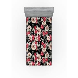Ambesonne Floral Fitted Sheet, Roses Lavender Eucalyptus Watercolor Valentine’s Day Romantic Concept, Decorative Soft Fabric Bedding All-Round Elastic Pocket, Full Size, Purple Grey and Off White(Raspberry and Reseda Green)