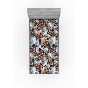 Ambesonne Floral Fitted Sheet, Roses Lavender Eucalyptus Watercolor Valentine’s Day Romantic Concept, Decorative Soft Fabric Bedding All-Round Elastic Pocket, Full Size, Purple Grey and Off White(Pale Orange Teal Brown)