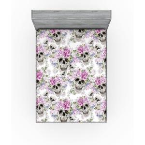 Ambesonne Floral Fitted Sheet, Roses Lavender Eucalyptus Watercolor Valentine’s Day Romantic Concept, Decorative Soft Fabric Bedding All-Round Elastic Pocket, Full Size, Purple Grey and Off White(Lilac Pearl Reseda Green)