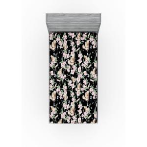 Ambesonne Floral Fitted Sheet, Roses Lavender Eucalyptus Watercolor Valentine’s Day Romantic Concept, Decorative Soft Fabric Bedding All-Round Elastic Pocket, Full Size, Purple Grey and Off White(Pastel Pink Pale Green)
