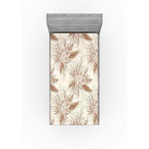 Ambesonne Floral Fitted Sheet, Roses Lavender Eucalyptus Watercolor Valentine’s Day Romantic Concept, Decorative Soft Fabric Bedding All-Round Elastic Pocket, Full Size, Purple Grey and Off White(Warm Taupe and Eggshell)