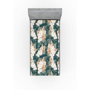 Ambesonne Floral Fitted Sheet, Roses Lavender Eucalyptus Watercolor Valentine’s Day Romantic Concept, Decorative Soft Fabric Bedding All-Round Elastic Pocket, Full Size, Purple Grey and Off White(Pale Brown Dark Teal)