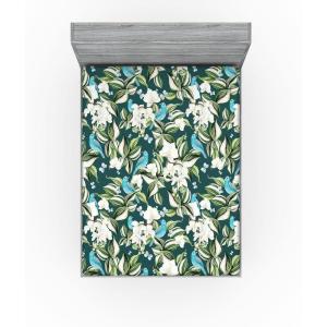 Ambesonne Floral Fitted Sheet, Roses Lavender Eucalyptus Watercolor Valentine’s Day Romantic Concept, Decorative Soft Fabric Bedding All-Round Elastic Pocket, Full Size, Purple Grey and Off White(Fern Green Sky Blue Teal)