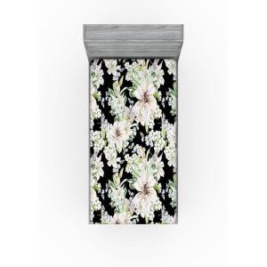 Ambesonne Floral Fitted Sheet, Valentine’s Day Romantic Concept Watercolor Hydrangeas Roses Birds, Decorative Soft Bedding All-Round Elastic Pocket, California King, Soft Pink Pistachio Green(Laurel Green Black White)