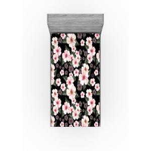 Ambesonne Floral Fitted Sheet, Valentine’s Day Romantic Concept Watercolor Hydrangeas Roses Birds, Decorative Soft Bedding All-Round Elastic Pocket, California King, Soft Pink Pistachio Green(Blush Reseda Green)
