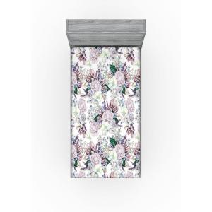 Ambesonne Floral Fitted Sheet, Valentine’s Day Romantic Concept Watercolor Hydrangeas Roses Birds, Decorative Soft Bedding All-Round Elastic Pocket, California King, Soft Pink Pistachio Green(Pale Mauve White and Green)