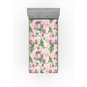 Ambesonne Floral Fitted Sheet, Valentine’s Day Romantic Concept Watercolor Hydrangeas Roses Birds, Decorative Soft Bedding All-Round Elastic Pocket, California King, Soft Pink Pistachio Green(Fern Green Lilac and Blush)