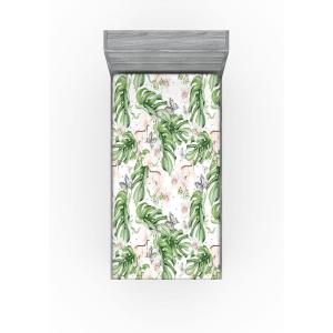 Ambesonne Floral Fitted Sheet, Valentine’s Day Romantic Concept Watercolor Hydrangeas Roses Birds, Decorative Soft Bedding All-Round Elastic Pocket, California King, Soft Pink Pistachio Green(Reseda Green and Pale Rose)