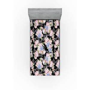 Ambesonne Floral Fitted Sheet, Valentine’s Day Romantic Concept Watercolor Hydrangeas Roses Birds, Decorative Soft Bedding All-Round Elastic Pocket, California King, Soft Pink Pistachio Green(Soft Pink Pistachio Green)
