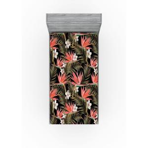 Ambesonne Floral Fitted Sheet, Valentine’s Day Romantic Concept Watercolor Hydrangeas Roses Birds, Decorative Soft Bedding All-Round Elastic Pocket, California King, Soft Pink Pistachio Green(Dark Coral and Fern Green)