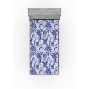 Ambesonne Floral Fitted Sheet, Valentine’s Day Theme Vintage Style Romantic Roses Pattern Plot, Decorative Soft Fabric Bedding All-Round Elastic Pocket, Twin Size, Dark Fuchsia and Slate Blue(Dark Lavender and Violet)