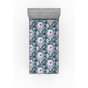 Ambesonne Floral Fitted Sheet, Valentine’s Day Theme Vintage Style Romantic Roses Pattern Plot, Decorative Soft Fabric Bedding All-Round Elastic Pocket, Twin Size, Dark Fuchsia and Slate Blue(Dark Teal and Soft Pink)