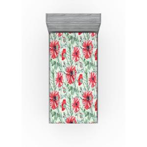 Ambesonne Floral Fitted Sheet, Valentine’s Day Theme Vintage Style Romantic Roses Pattern Plot, Decorative Soft Fabric Bedding All-Round Elastic Pocket, Twin Size, Dark Fuchsia and Slate Blue(Dark Coral and Army Green)