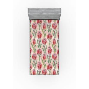 Ambesonne Floral Fitted Sheet, Valentine’s Day Theme Vintage Style Romantic Roses Pattern Plot, Decorative Soft Fabric Bedding All-Round Elastic Pocket, Twin Size, Dark Fuchsia and Slate Blue(Pale Maroon and Lime Green)