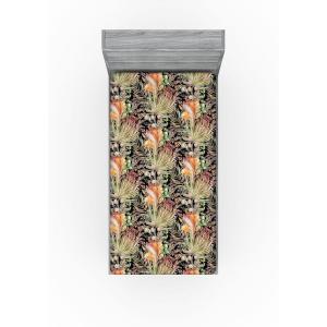 Ambesonne Floral Fitted Sheet, Valentine’s Day Theme Vintage Style Romantic Roses Pattern Plot, Decorative Soft Fabric Bedding All-Round Elastic Pocket, Twin Size, Dark Fuchsia and Slate Blue(Pale Orange Sage Green)