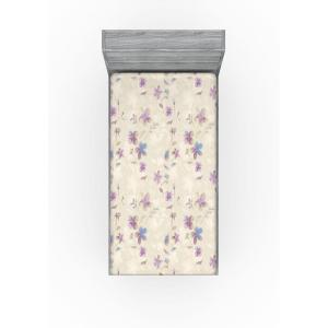 Ambesonne Floral Fitted Sheet, Valentine’s Day Theme Vintage Style Romantic Roses Pattern Plot, Decorative Soft Fabric Bedding All-Round Elastic Pocket, Twin Size, Dark Fuchsia and Slate Blue(Pale Lavender Blue Grey)