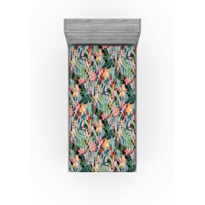 Ambesonne Floral Fitted Sheet, Valentine’s Day Theme Vintage Style Romantic Roses Pattern Plot, Decorative Soft Fabric Bedding All-Round Elastic Pocket, Twin Size, Dark Fuchsia and Slate Blue(Dark Coral and Hunter Green)