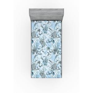Ambesonne Floral Fitted Sheet, Valentine’s Day Theme Vintage Style Romantic Roses Pattern Plot, Decorative Soft Fabric Bedding All-Round Elastic Pocket, Twin Size, Dark Fuchsia and Slate Blue(Pale Sky Blue Grey and White)