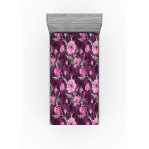 Ambesonne Floral Fitted Sheet, Valentine’s Day Theme Vintage Style Romantic Roses Pattern Plot, Decorative Soft Fabric Bedding All-Round Elastic Pocket, Twin Size, Dark Fuchsia and Slate Blue(Dark Magenta and Purple)
