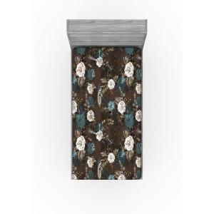 Ambesonne Floral Fitted Sheet, Valentine’s Day Theme Vintage Style Romantic Roses Pattern Plot, Decorative Soft Fabric Bedding All-Round Elastic Pocket, Twin Size, Dark Fuchsia and Slate Blue(Seal Brown Dark Teal)