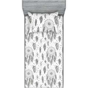 Ambesonne Floral Fitted Sheet & Pillow Sham Set, Monochrome Lily Flowers Valentine’s Day Concept Retro Illustration, Decorative Printed 3 Piece Bedding Decor Set, Full, Charcoal Grey and White(Charcoal Grey and White)