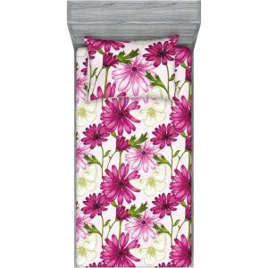 Ambesonne Floral Fitted Sheet & Pillow Sham Set, Monochrome Lily Flowers Valentine’s Day Concept Retro Illustration, Decorative Printed 3 Piece Bedding Decor Set, Full, Charcoal Grey and White(Olive Green and Dried Rose)