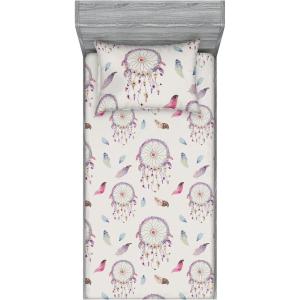 Ambesonne Floral Fitted Sheet & Pillow Sham Set, Monochrome Lily Flowers Valentine’s Day Concept Retro Illustration, Decorative Printed 3 Piece Bedding Decor Set, Full, Charcoal Grey and White(Dried Rose and Ceil Blue)