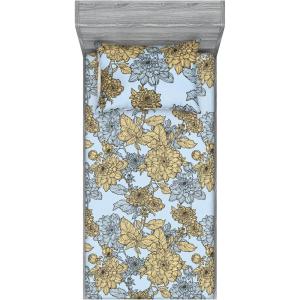 Ambesonne Floral Fitted Sheet & Pillow Sham Set, Romantic Valentine’s Day Theme Overlapping Simplistic Rose Flowers Art, Decorative Printed 3 Piece Bedding Decor Set, Calking, Pale Salmon and Blush(Pale Blue and Sand Brown)
