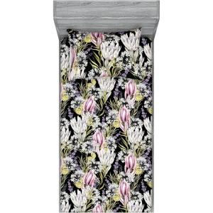 Ambesonne Floral Fitted Sheet & Pillow Sham Set, Roses Lavender Eucalyptus Watercolor Valentine’s Day Romantic Concept, Decorative Printed 2 Piece Bedding Decor Set, Twinxl, Purple Grey and Off White(Pistachio Green and Lilac)