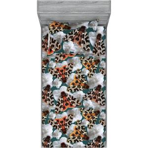 Ambesonne Floral Fitted Sheet & Pillow Sham Set, Roses Lavender Eucalyptus Watercolor Valentine’s Day Romantic Concept, Decorative Printed 2 Piece Bedding Decor Set, Twinxl, Purple Grey and Off White(Pale Orange Teal Brown)