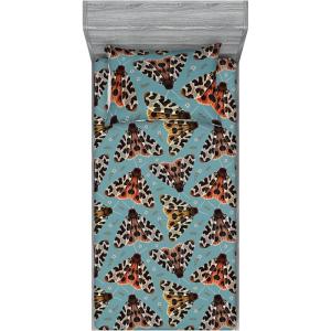 Ambesonne Floral Fitted Sheet & Pillow Sham Set, Roses Lavender Eucalyptus Watercolor Valentine’s Day Romantic Concept, Decorative Printed 2 Piece Bedding Decor Set, Twinxl, Purple Grey and Off White(Dark Peach Blue Grey)