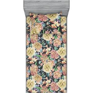 Ambesonne Floral Fitted Sheet & Pillow Sham Set, Valentine’s Day Concept Art Pastel Repetitive Roses Pattern Plot, Decorative Printed 3 Piece Bedding Decor Set, Queen, Dark Pink Blush and White(Pistachio Green and Soft Pink)
