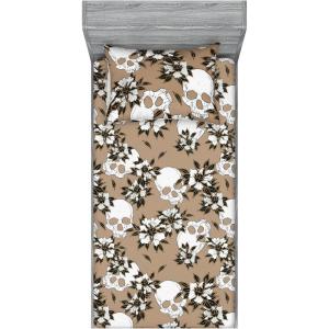 Ambesonne Floral Fitted Sheet & Pillow Sham Set, Valentine’s Day Concept Art Pastel Repetitive Roses Pattern Plot, Decorative Printed 3 Piece Bedding Decor Set, Queen, Dark Pink Blush and White(White Dark Green Almond)