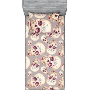 Ambesonne Floral Fitted Sheet & Pillow Sham Set, Valentine’s Day Concept Art Pastel Repetitive Roses Pattern Plot, Decorative Printed 3 Piece Bedding Decor Set, Queen, Dark Pink Blush and White(Dark Pink and Pale Seafoam)