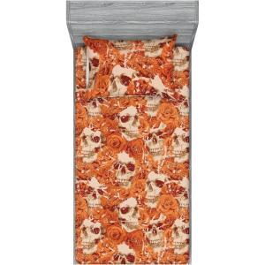 Ambesonne Floral Fitted Sheet & Pillow Sham Set, Valentine’s Day Concept Art Pastel Repetitive Roses Pattern Plot, Decorative Printed 3 Piece Bedding Decor Set, Queen, Dark Pink Blush and White(Dark Peach Beige Paprika)