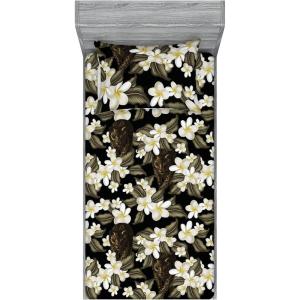 Ambesonne Floral Fitted Sheet & Pillow Sham Set, Valentine’s Day Romantic Concept Watercolor Hydrangeas Roses Birds, Decorative Printed 3 Piece Bedding Decor Set, Calking, Soft Pink Pistachio Green(Sage Green and Off White)