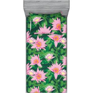 Ambesonne Floral Fitted Sheet & Pillow Sham Set, Valentine’s Day Theme Flowers Vintage Botanical Nature Ornament Art, Decorative Printed 2 Piece Bedding Decor Set, Twinxl, Dark Coral and Fern Green(Soft Pink and Forest Green)