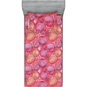 Ambesonne Floral Fitted Sheet & Pillow Sham Set, Valentine’s Day Theme Flowers Vintage Botanical Nature Ornament Art, Decorative Printed 2 Piece Bedding Decor Set, Twinxl, Dark Coral and Fern Green(Pale Ruby and Pastel Pink)