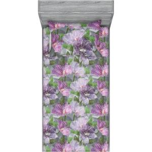 Ambesonne Floral Fitted Sheet & Pillow Sham Set, Valentine’s Day Theme Flowers Vintage Botanical Nature Ornament Art, Decorative Printed 2 Piece Bedding Decor Set, Twinxl, Dark Coral and Fern Green(Pale Eggplant Sage Green)