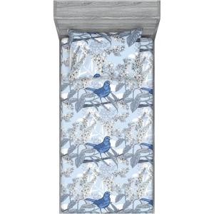 Ambesonne Floral Fitted Sheet & Pillow Sham Set, Valentine’s Day Theme Flowers Vintage Botanical Nature Ornament Art, Decorative Printed 2 Piece Bedding Decor Set, Twinxl, Dark Coral and Fern Green(Lavender Blue)