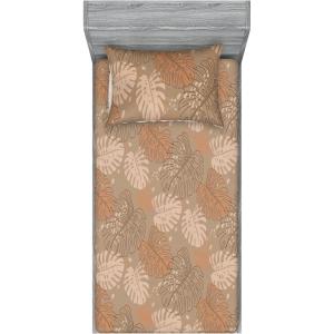 Ambesonne Floral Fitted Sheet & Pillow Sham Set, Valentine’s Day Theme Flowers Vintage Botanical Nature Ornament Art, Decorative Printed 2 Piece Bedding Decor Set, Twinxl, Dark Coral and Fern Green(Pale Salmon Warm Taupe)