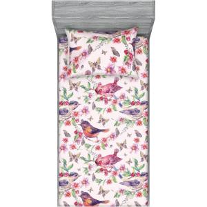 Ambesonne Floral Fitted Sheet & Pillow Sham Set, Valentine’s Day Theme Grunge Style Repetitive Rose Flowers Abstract, Decorative Printed 2 Piece Bedding Decor Set, Twinxl, Pale Fuchsia and Sepia(Pastel Pink and Sage Green)