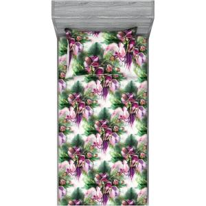 Ambesonne Floral Fitted Sheet & Pillow Sham Set, Valentine’s Day Theme Grunge Style Repetitive Rose Flowers Abstract, Decorative Printed 2 Piece Bedding Decor Set, Twinxl, Pale Fuchsia and Sepia(Pale Ruby and Reseda Green)