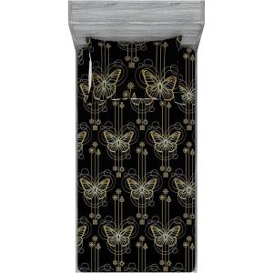 Ambesonne Floral Fitted Sheet & Pillow Sham Set, Valentine’s Day Theme Grunge Style Repetitive Rose Flowers Abstract, Decorative Printed 2 Piece Bedding Decor Set, Twinxl, Pale Fuchsia and Sepia(Charcoal Grey and Dark Yellow)
